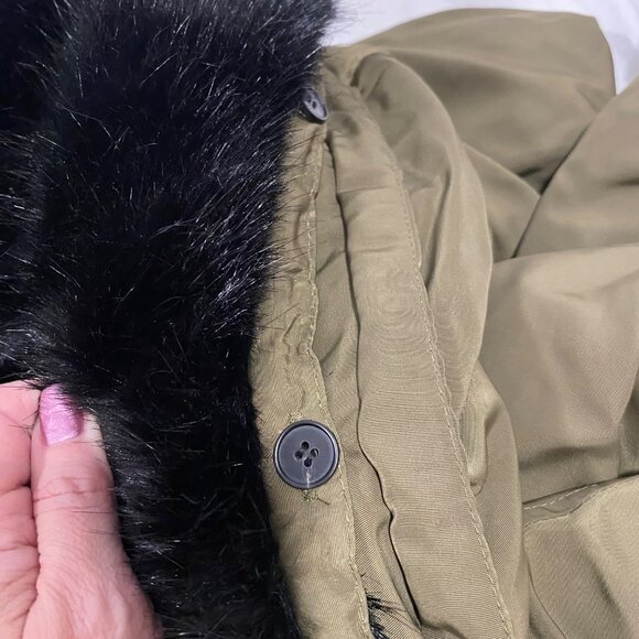 Dylan Tara Hooded Zip Up Green Jacket w/Faux Fur Detachable Hood Size M NWT - Picture 8 of 12